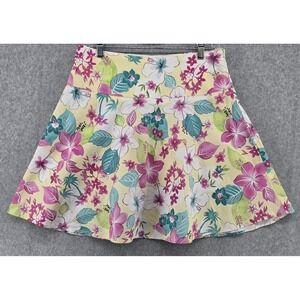 Vtg 90s Tropical Floral Skirt Juniors 11 Coastal Beachy Resortwear USA 33x19"